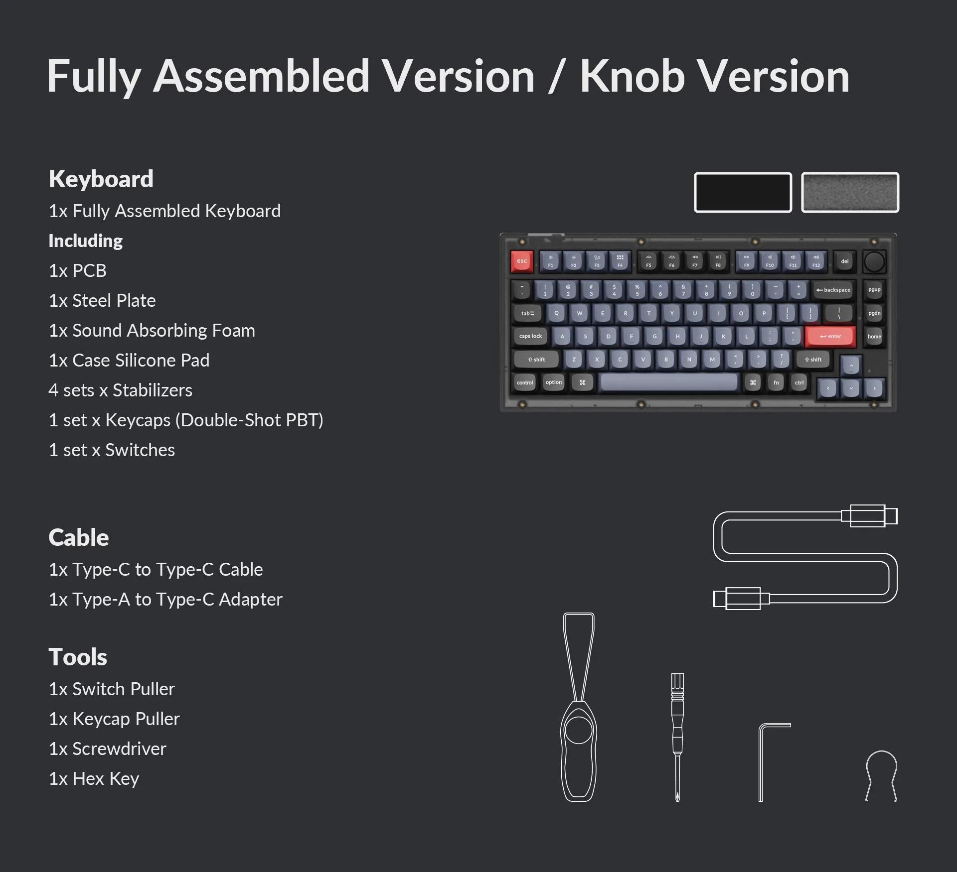 Геймърска механична клавиатура Keychron V1 Knob QMK Carbon Black TKL Keychron K Pro Brown Switch RGB LED PBT