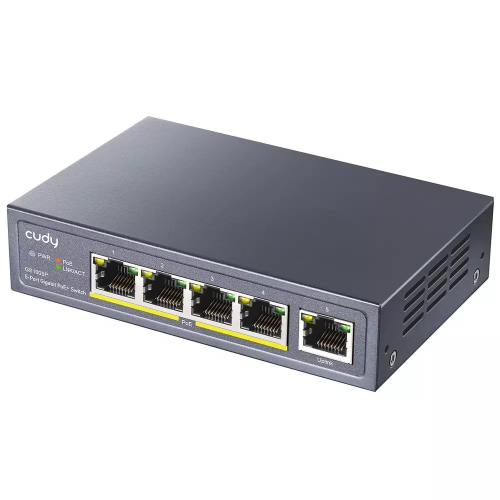 Суич Cudy GS1005P 5 портов Gigabit PoE+