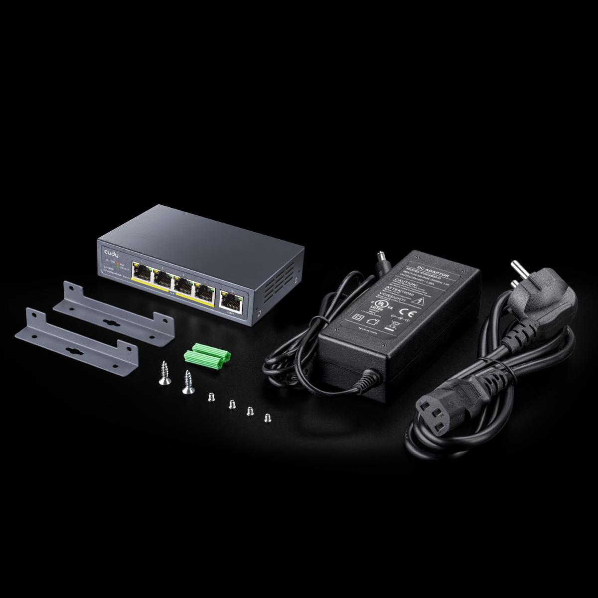 Суич Cudy GS1005P 5 портов Gigabit PoE+ 