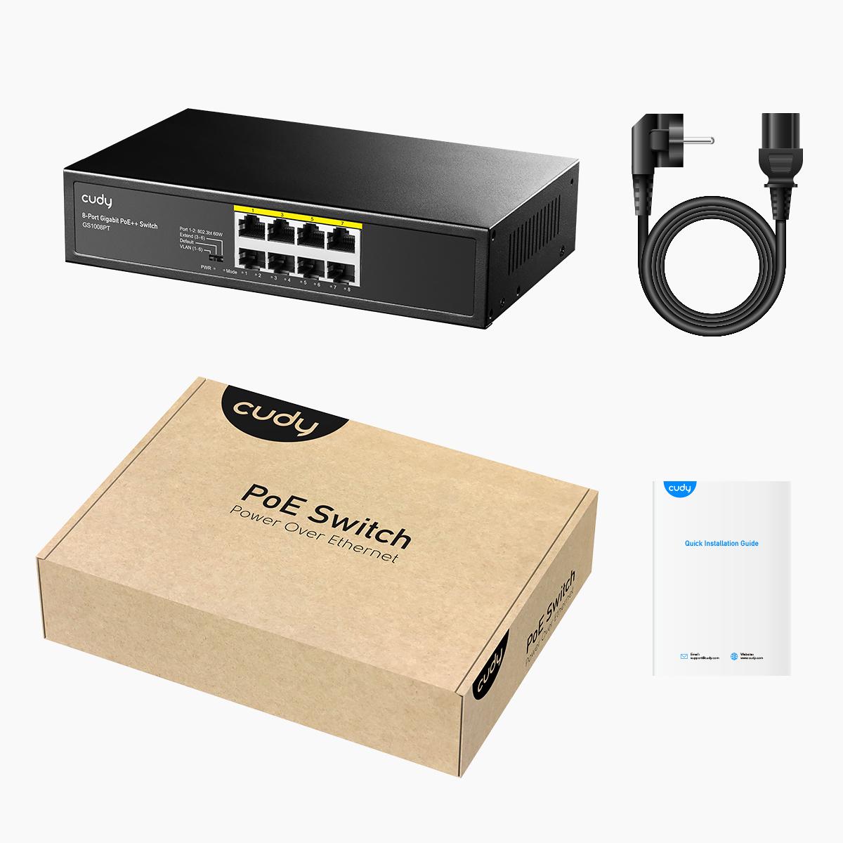 Суич Cudy GS1008PT 8 портов Gigabit PoE+ 