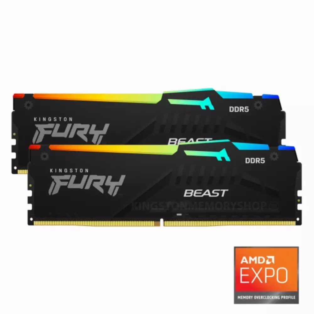 Памет Kingston FURY Beast RGB 32GB (2x16GB) DDR5 AMD EXPO 5600MHz CL36 - KF556C36BBEAK2-32