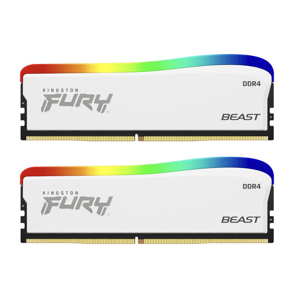 Памет Kingston FURY Beast White RGB 32GB (2x16GB) DDR4 3200MHz CL16 - KF432C16BWAK2/32