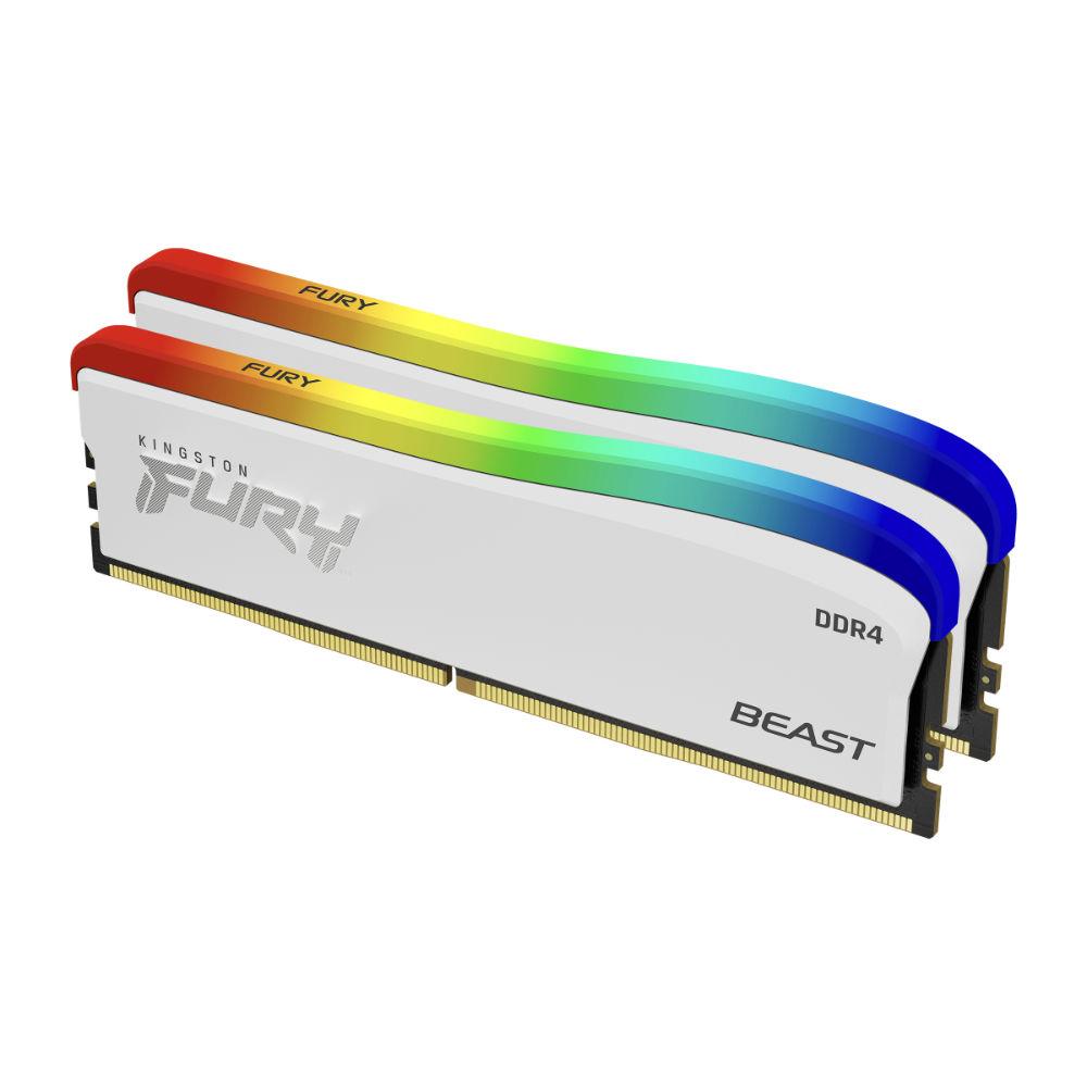 Памет Kingston FURY Beast White RGB 32GB (2x16GB) DDR4 3200MHz CL16 - KF432C16BWAK2/32