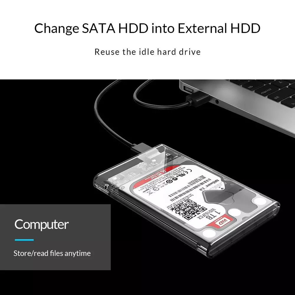 Външна кутия Orico 2139C3-G2-CR-EP Storage Case 2.5" 10Gbps Type-C Transparent