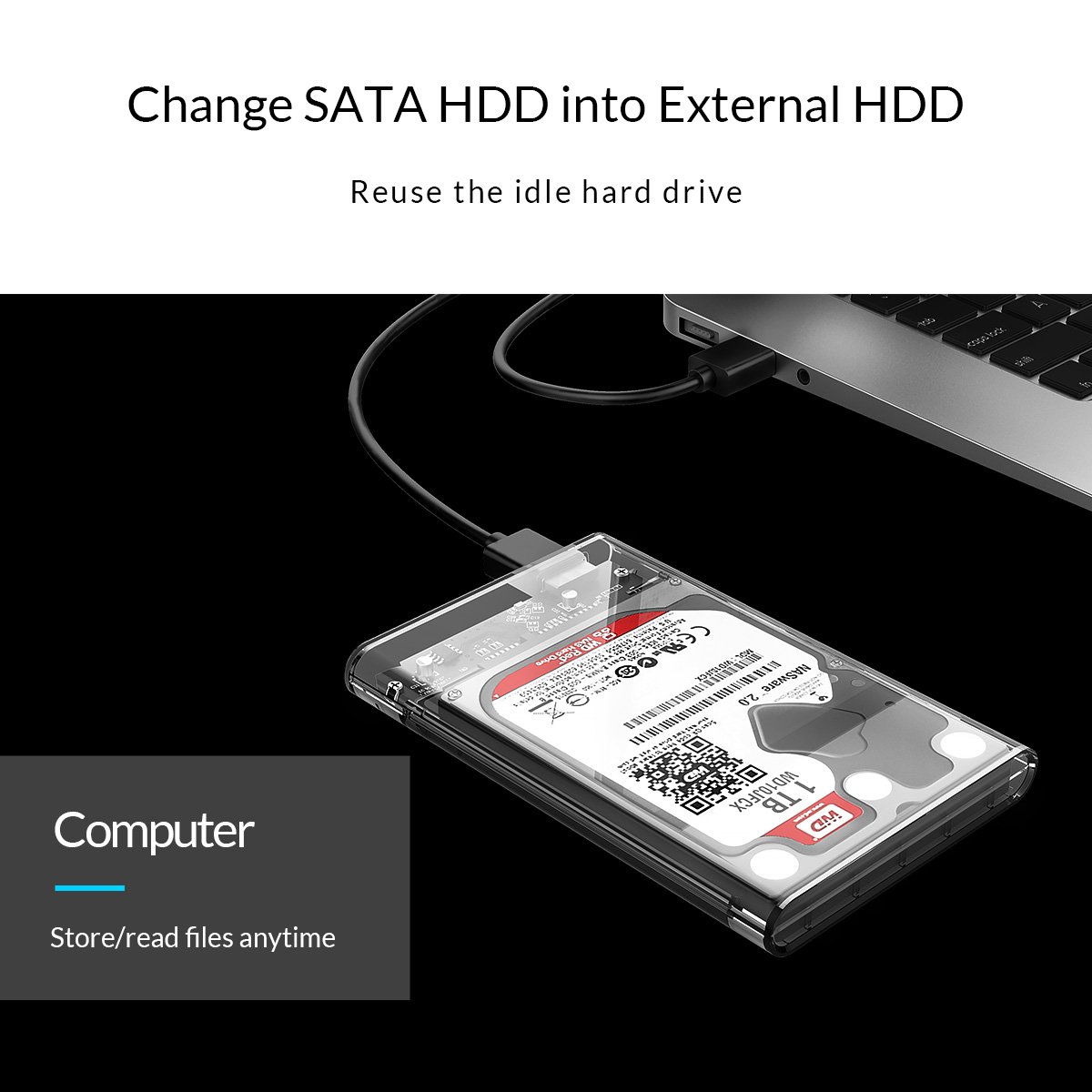 Външна кутия Orico 2139C3-G2-CR-EP Storage Case 2.5" 10Gbps Type-C Transparent 