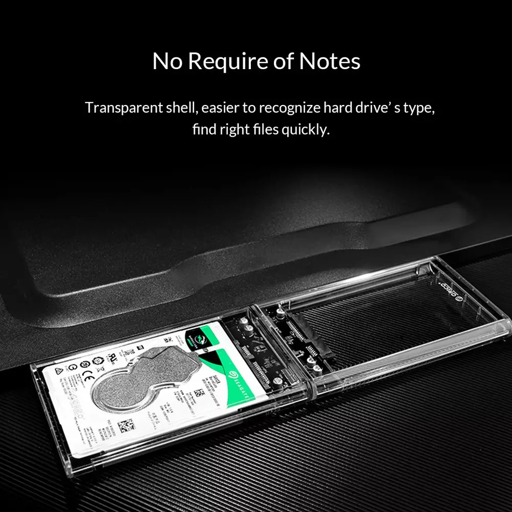 Външна кутия Orico 2139C3-G2-CR-EP Storage Case 2.5" 10Gbps Type-C Transparent