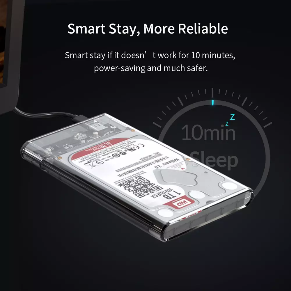 Външна кутия Orico 2139C3-G2-CR-EP Storage Case 2.5" 10Gbps Type-C Transparent