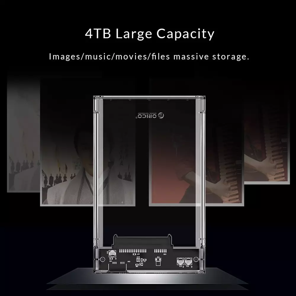 Външна кутия Orico 2139C3-G2-CR-EP Storage Case 2.5" 10Gbps Type-C Transparent