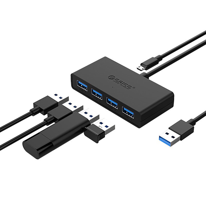 Orico хъб USB3.0 HUB 4 port, 1.0m,  black - G11-H4-U3-10-BK