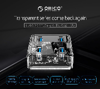 Orico хъб USB3.0 HUB 4 port transparent, 1m cable - MH4U-U3-03-CR