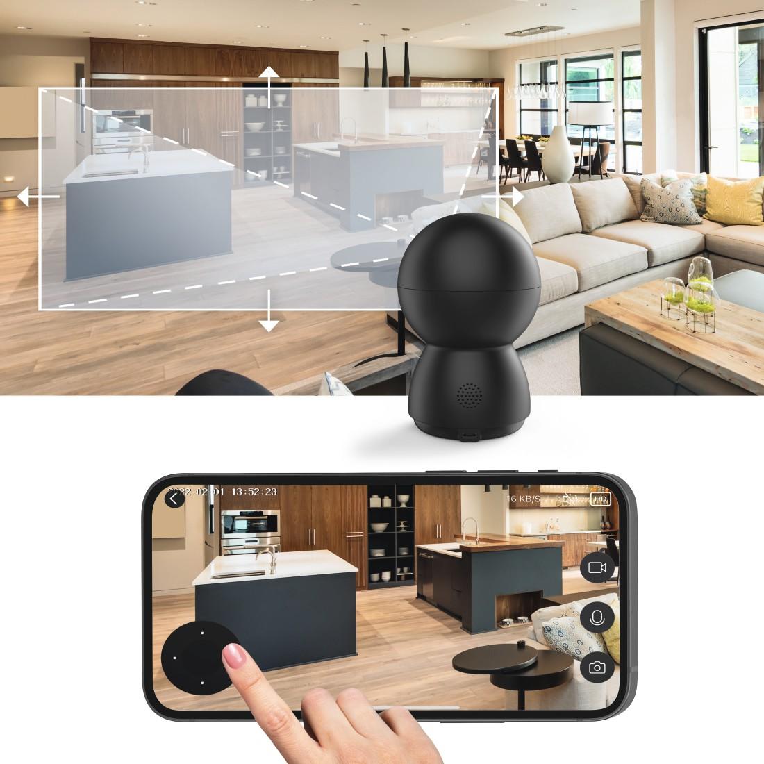 IP камера HAMA 1080p WiFi За закрито, Сензор за движение, Нощно наблюдение, Черен