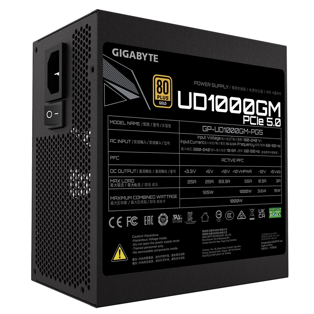 Захранване Gigabyte UD1000GM PG5 (1000W) 80 Plus Gold PCIe Gen 5.0 PSU