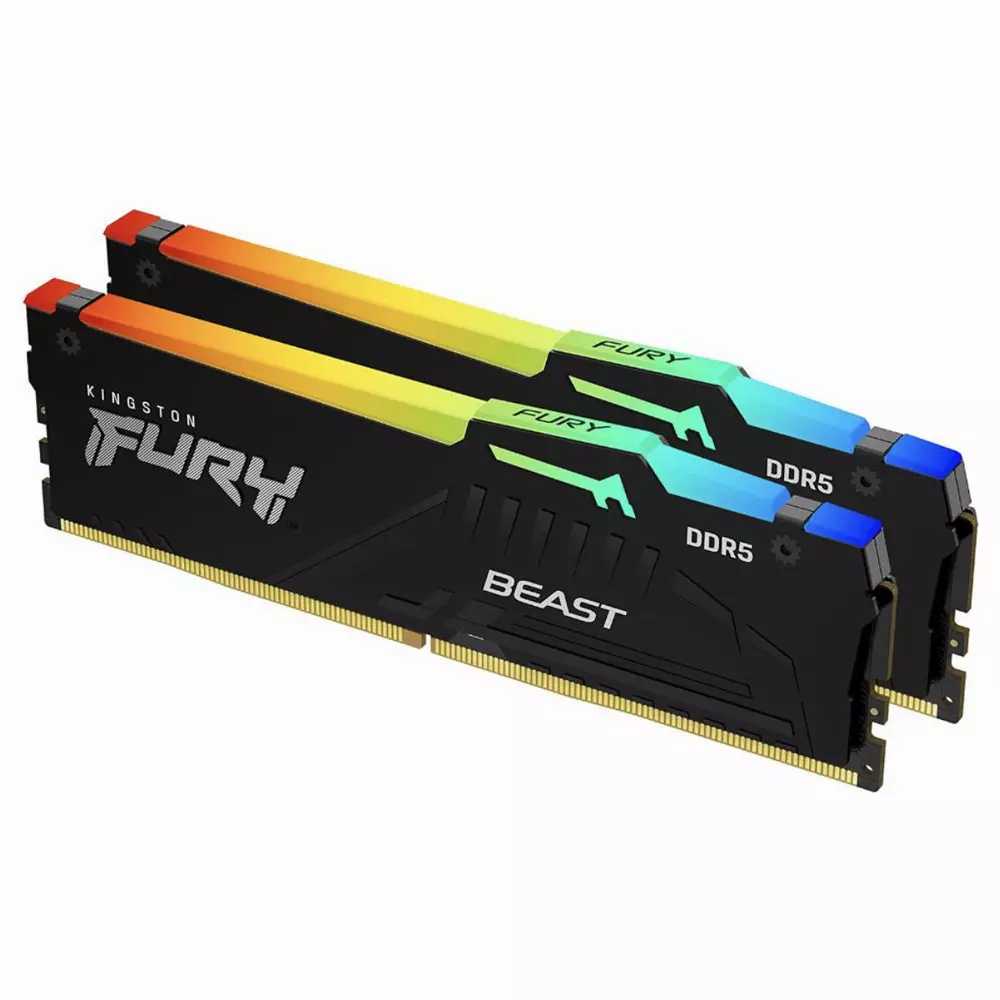 Памет Kingston FURY Beast Black RGB 64GB (2x32GB) DDR5 5600MHz CL40 - KF556C40BBAK2-64