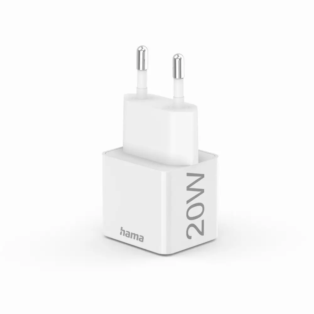 Мрежово зарядно HAMA Mini-Charger, Power Delivery (PD) Qualcomm 3.0, USB-C, 20W, Бял