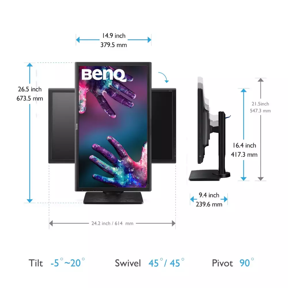 Монитор BenQ 27" PD2700Q, (2560x1440), IPS, 60Hz, 4ms GtG,  100% Rec.709 ,100% sRGB
