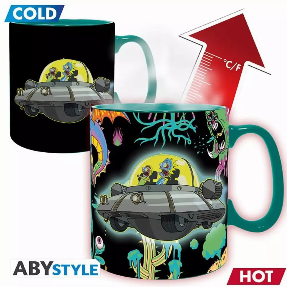 Чаша ABYSTYLE RICK AND MORTY Heat Change Mug Spaceship, Сменящ се цвят, King size, Черен