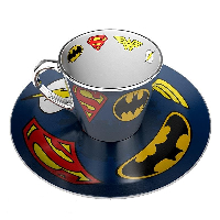 Комплект ABYSTYLE DC COMICS Mirror mug & plate set Logo, Чаша, Подложка с емблеми