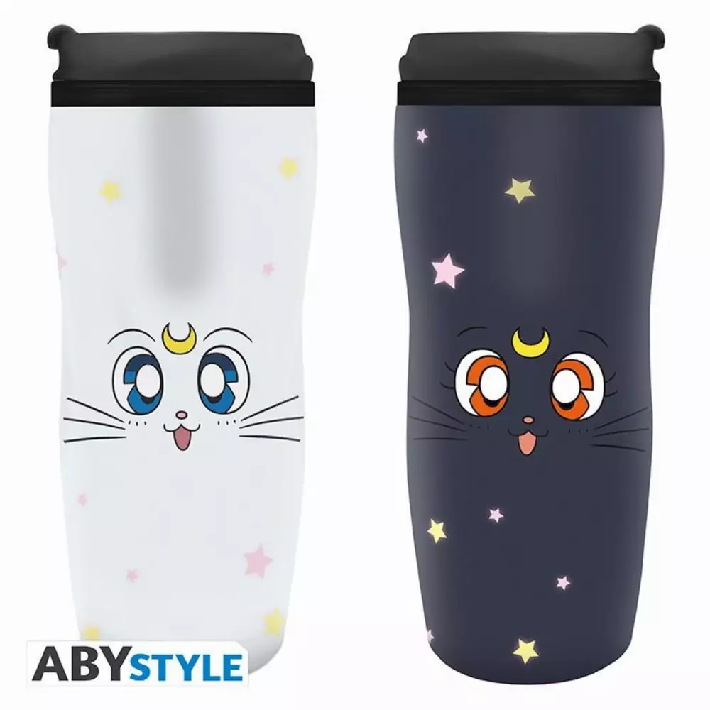 Термо чаша ABYSTYLE SAILOR MOON Luna & Artemis, Черен/Бял