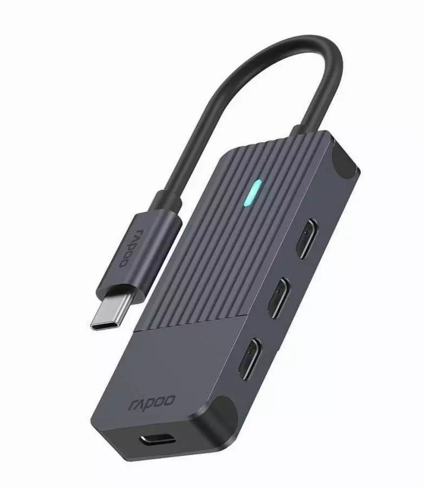 4-портов хъб USB-C RAPOO UCH-4002, 4 x USB-C, Черен