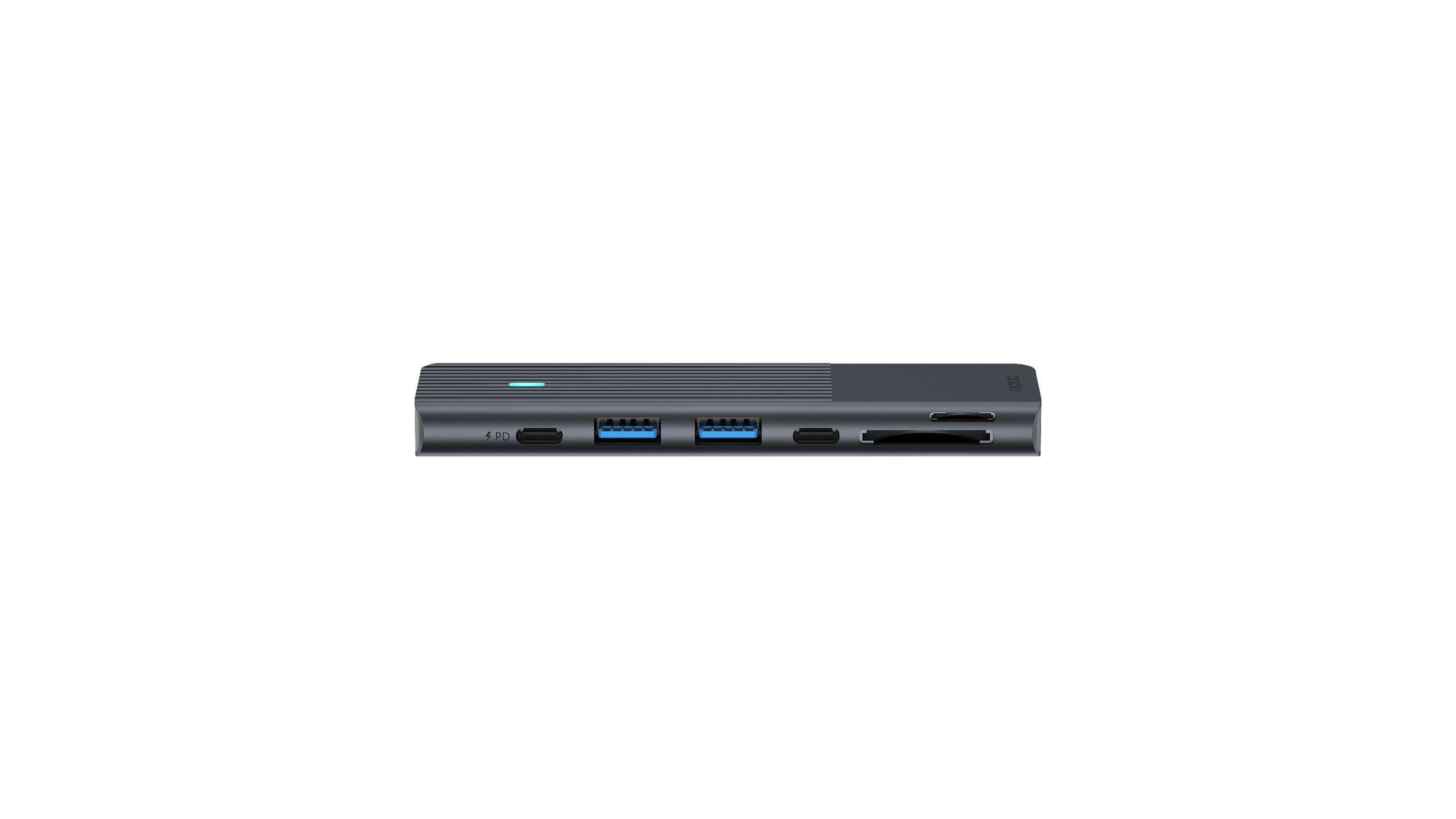 Мултипортов адаптер Rapoo UCM-2003, 7 в 2, USB-A, USB-C, HDMI, SD/MicroSD, Черен