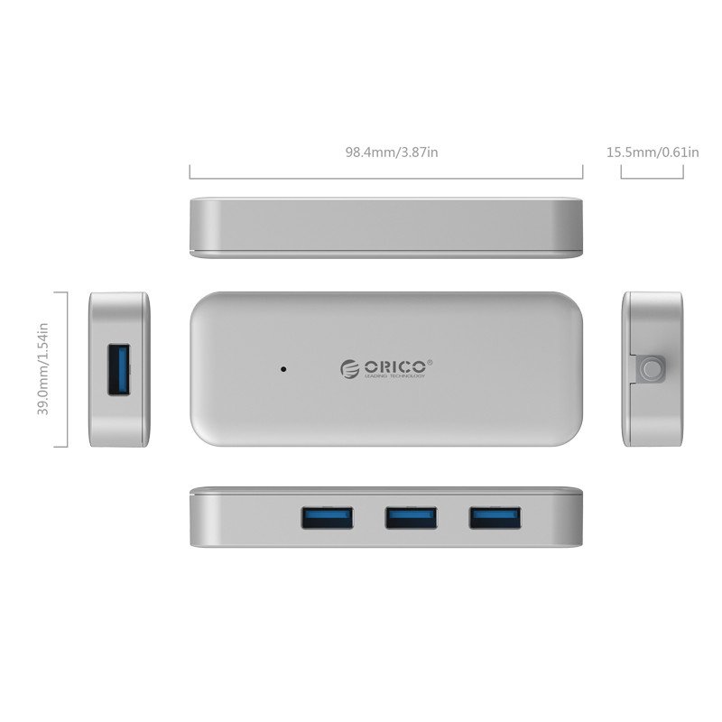 Хъб Orico TC4U-U3-SV USB 3.0 HUB 4 port USB Type-C input  