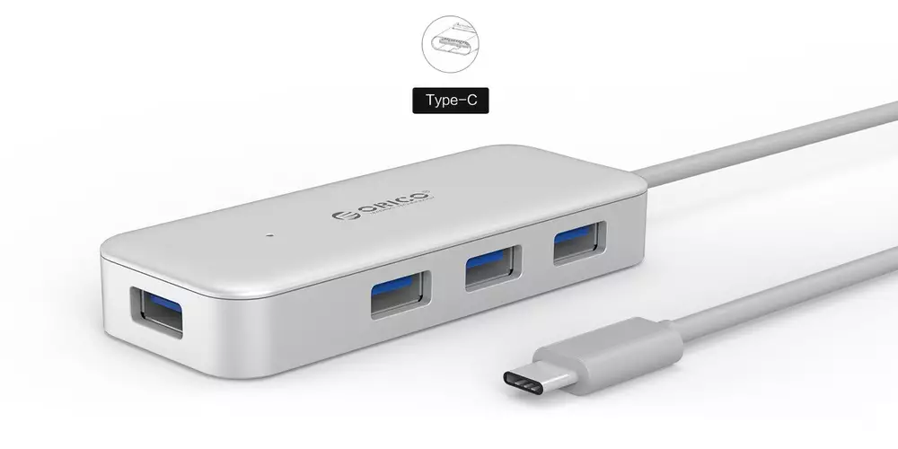 Хъб Orico TC4U-U3-SV USB 3.0 HUB 4 port USB Type-C input  