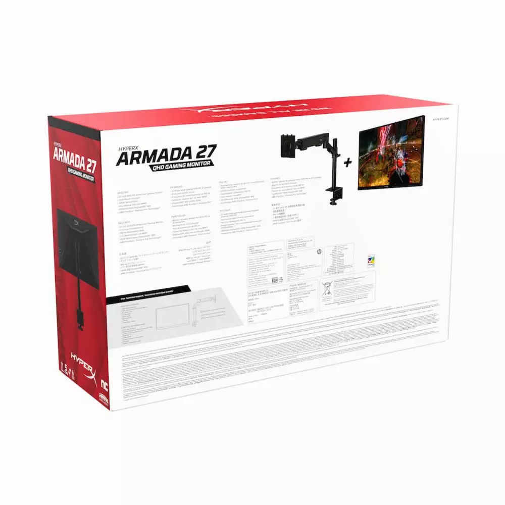 Οθόνη HyperX ARMADA 27 165Hz, IPS, 27 ίντσες, Wide, QHD, HDMI, DP, Μαύρο