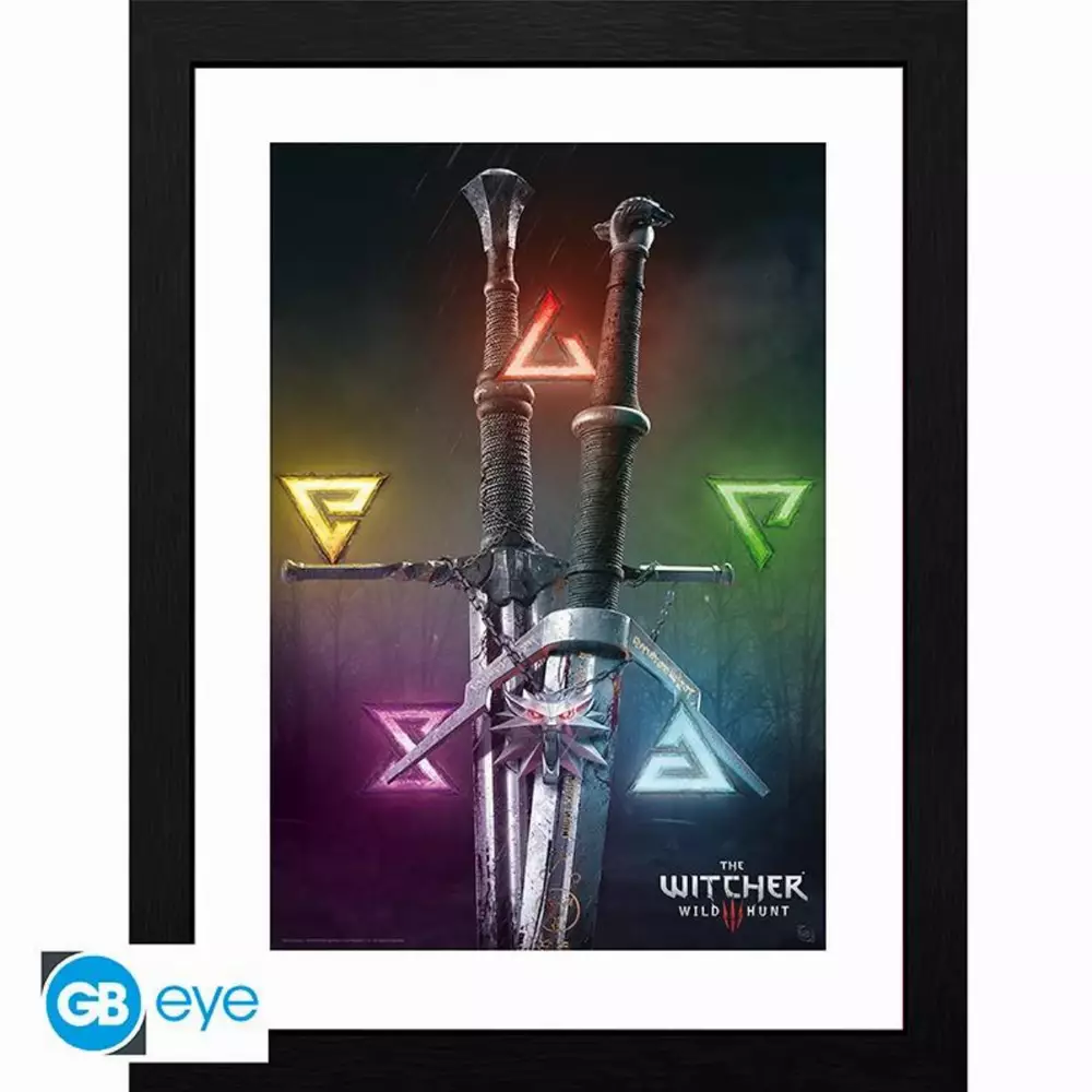 GBEYE THE WITCHER - Framed print "Signs & Swords" (30x40)