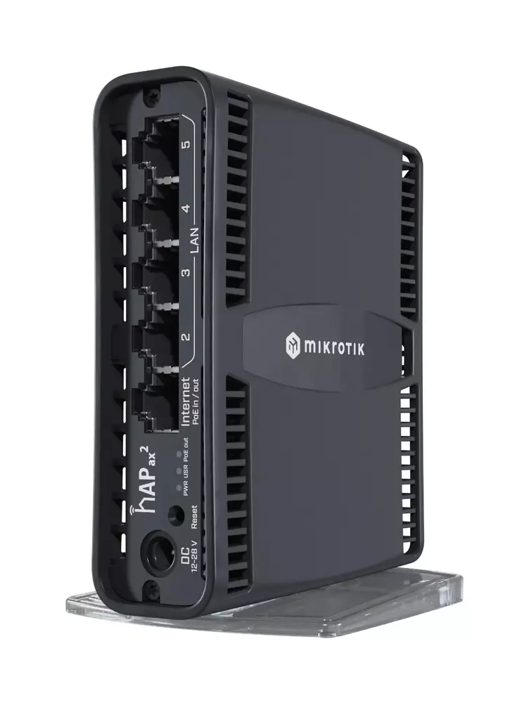 Рутер MikroTik hAP ax2 C52iG-5HaxD2HaxD-TC, 2.4/5GHz, Eternet LAN, Черен