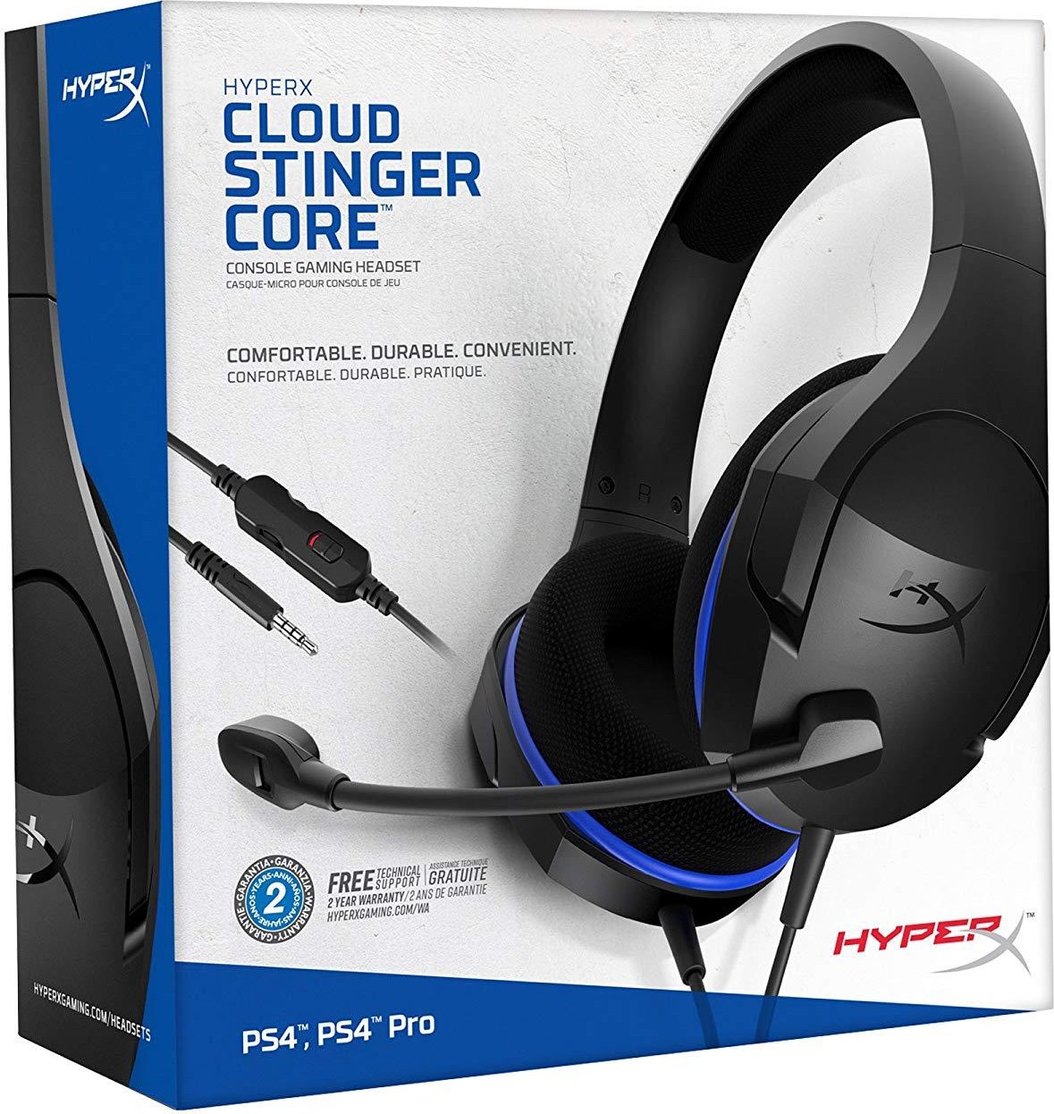 Геймърски слушалки HyperX Cloud Stinger Core (PS4/PS5), Микрофон, Черни/Син