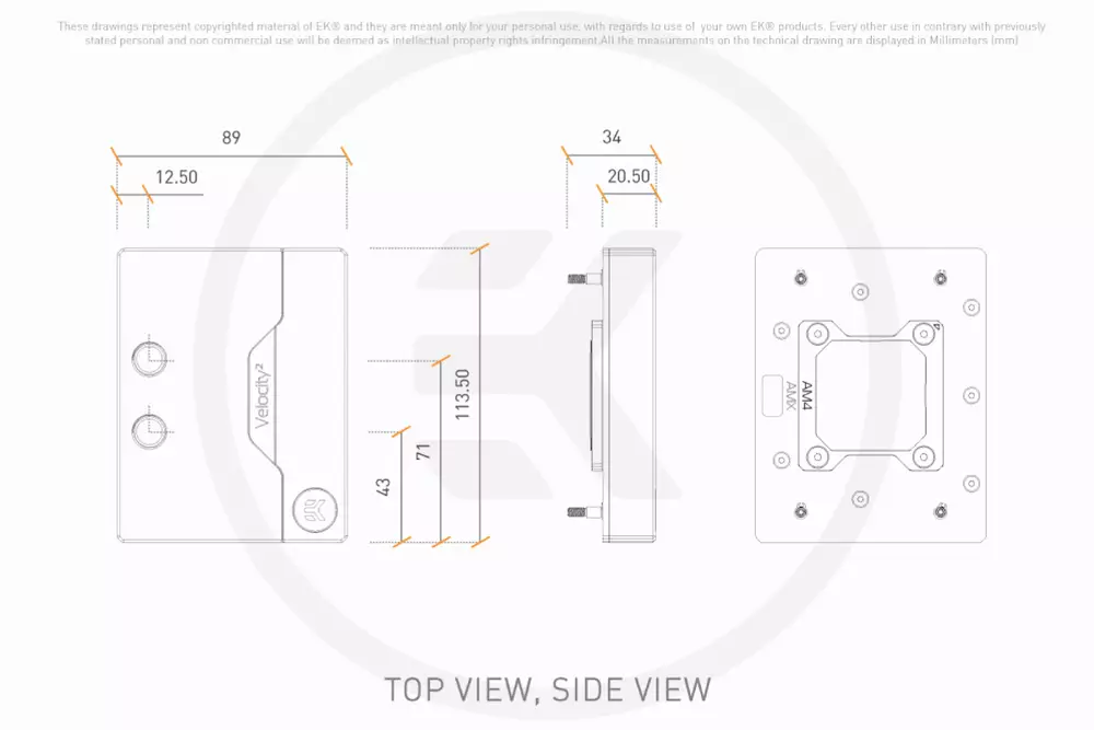 Воден блок EK-Quantum Velocity&sup2; D-RGB AM5 Nickel + Plexi