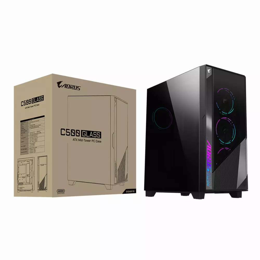 Кутия Gigabyte AORUS C500 Tempered Glass RGB Fusion 2.0 Mid Tower