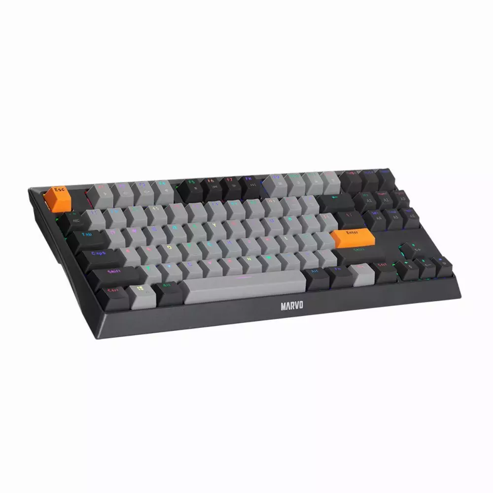 Геймърска механична клавиатура Marvo KG980-B - RGB, Blue switches, TKL