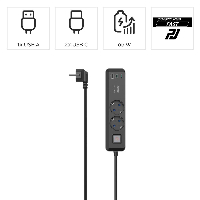 Разклонител Hama ,2-гнезда, USB-C/A 65 W, PD, ключ on/off , 1.4 m, черен/сив