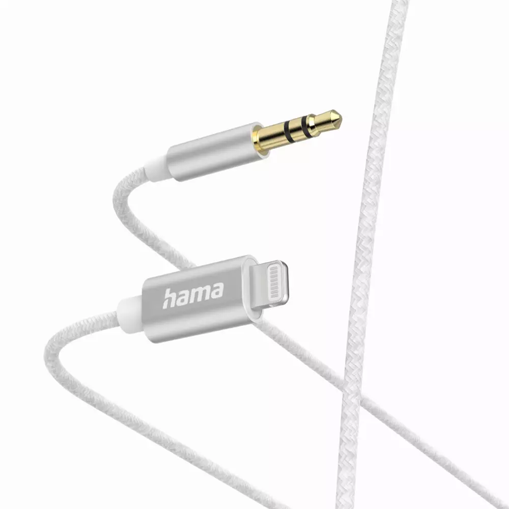 Audio-Kabel HAMA, Lightning männlich - 3.5 mm Audio Jack männlich, 1.0 m, Weiß
