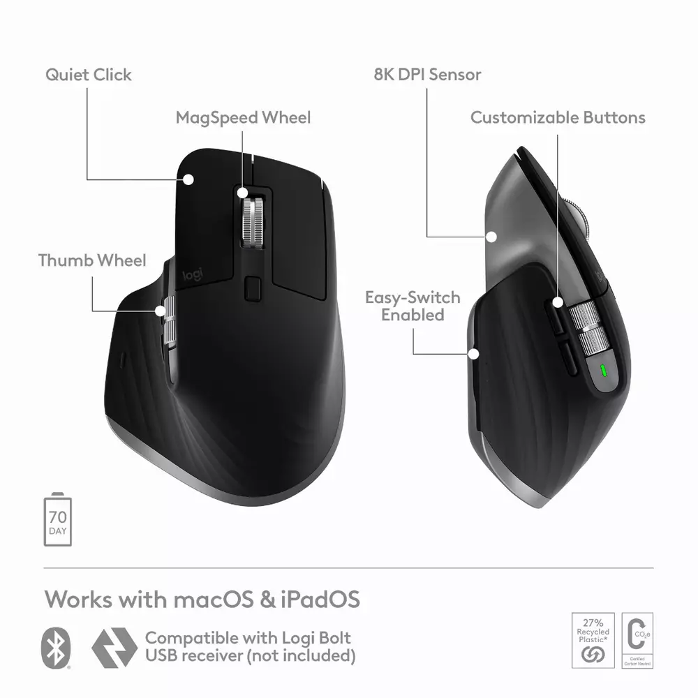 Мишка Logitech MX Master 3S за Mac, Безжична - 910-006571  