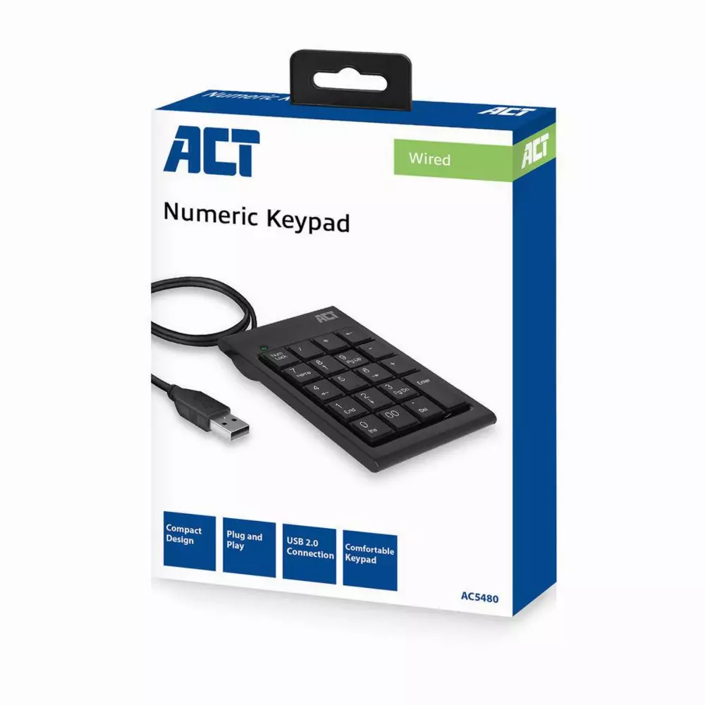 Цифрова клавиатура Ewent ACT AC5480 USB, Черен