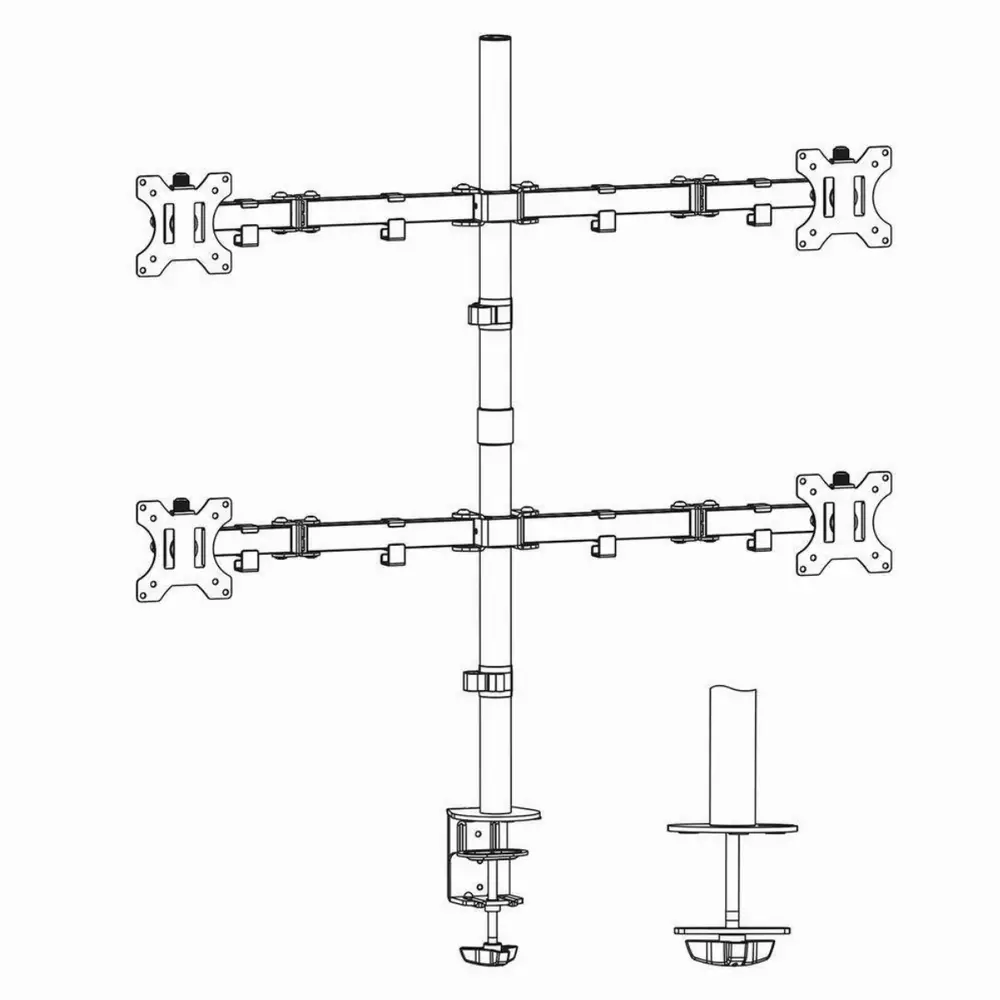 Стойка за 4 монитора Ewent ACT AC8304, За бюро, Регулируема, 32", 8 кг, Черна