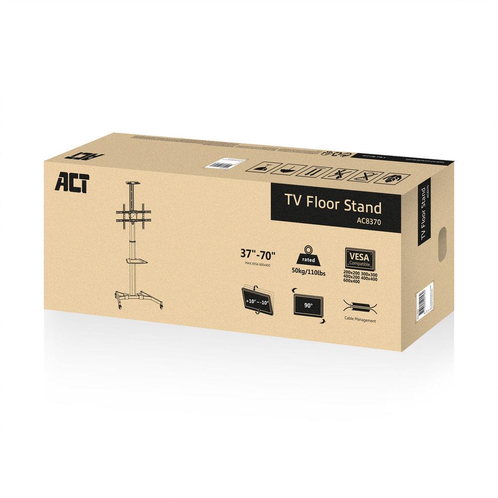 Мобилна стойка Ewent ACT AC8370,  За под, Регулируема, 32"-70", VESA, До 50 кг., Черна