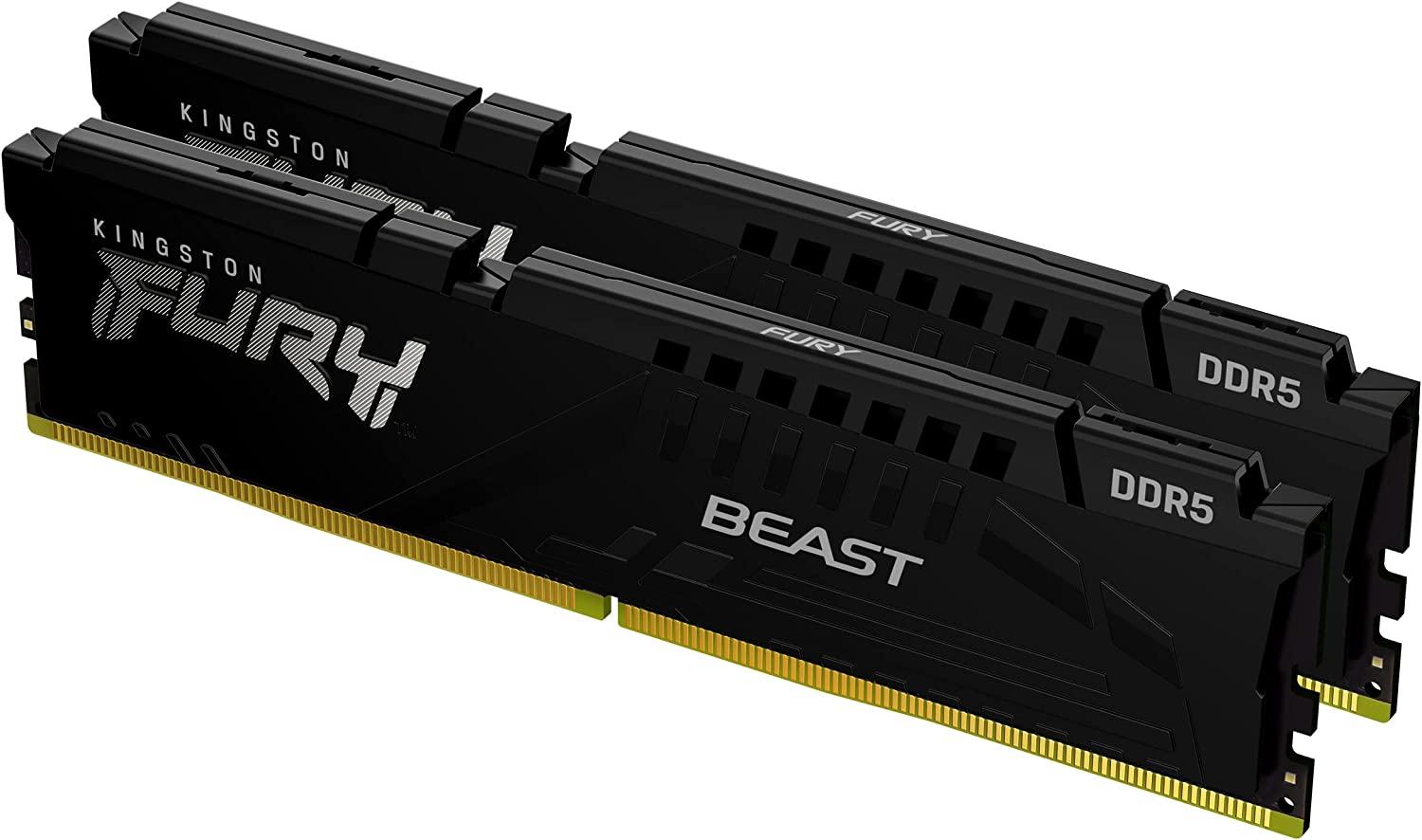 Памет Kingston FURY Beast Black 16GB (2x8GB) DDR5 4800MHz CL38 - KF548C38BBK2-16
