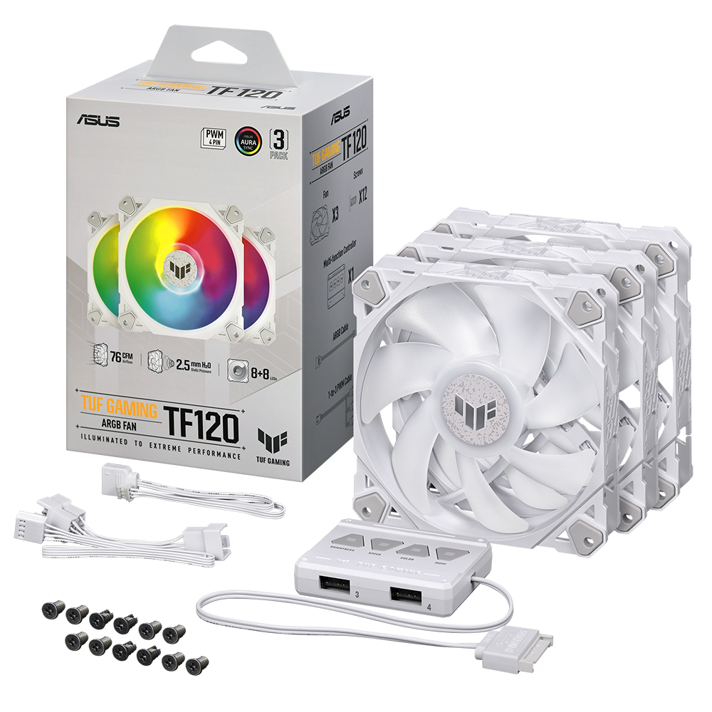 Вентилатори ASUS TUF GAMING TF120 White Edition 3 Pack 120mm ARGB