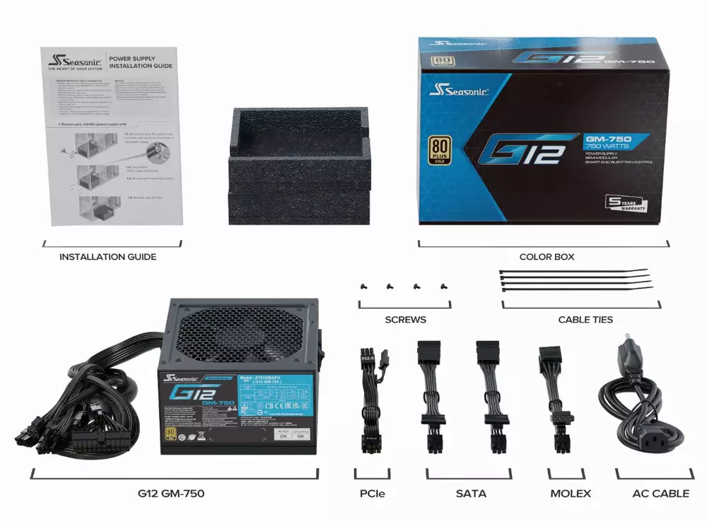Захранване Seasonic G12 GM-750 PSU 750W 80 Plus Gold 