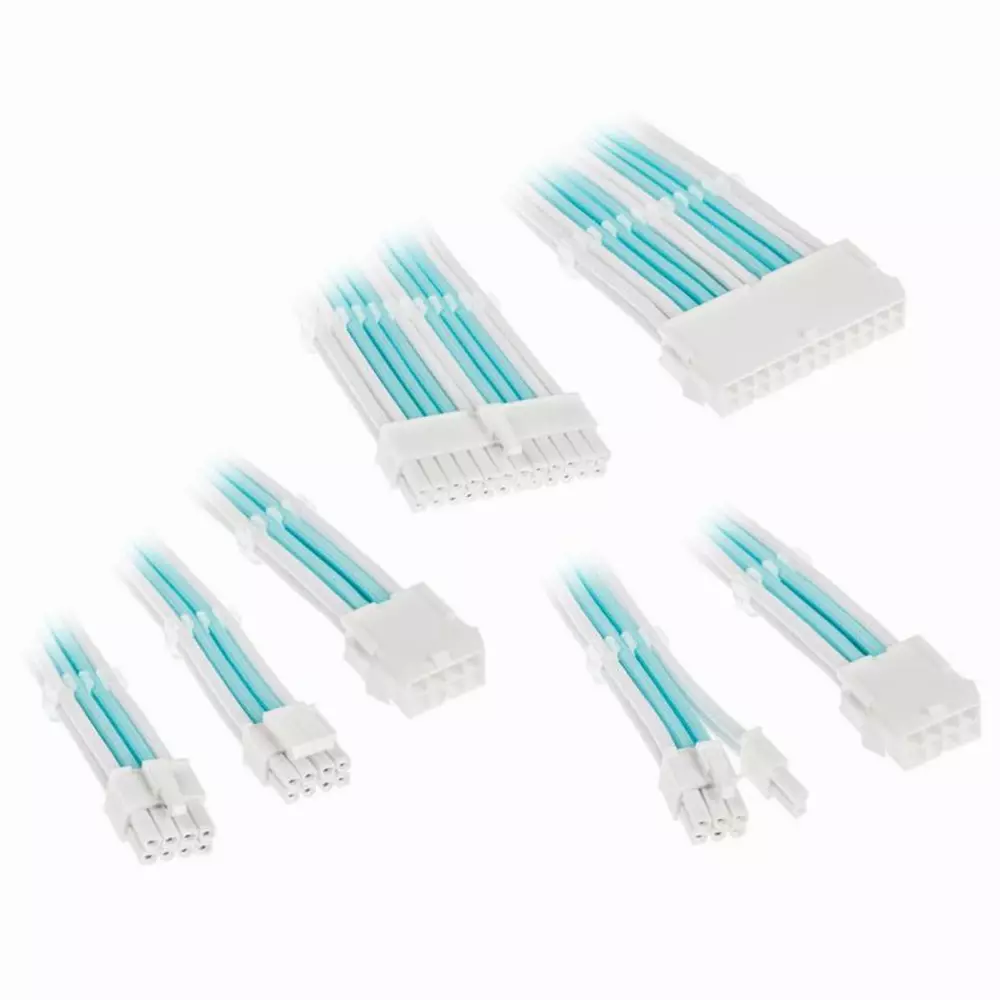 Комплект оплетени кабели Kolink Core, Brilliant/White/Powder Blue