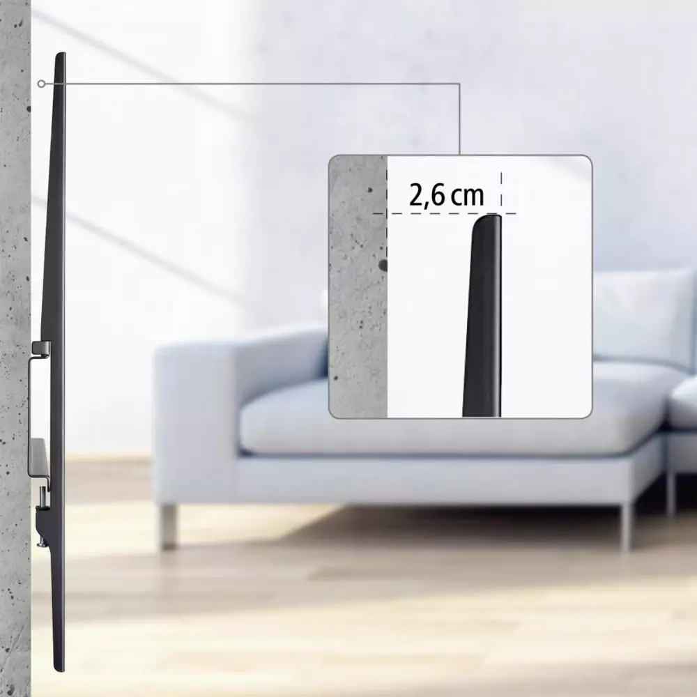 Стенна стойка за TV Hama "Strong" FIX, 800 x 400, 229 см (90"), черна