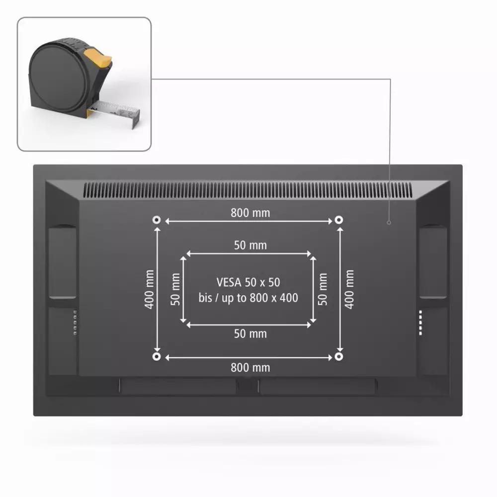 Стенна стойка за TV Hama "Strong" FIX, 800 x 400, 229 см (90"), черна