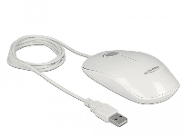 Оптична мишка DeLock 12537, USB-A, LED, Кабел 1.3 м, USB, 1200 dpi, 3 бутона, Бял