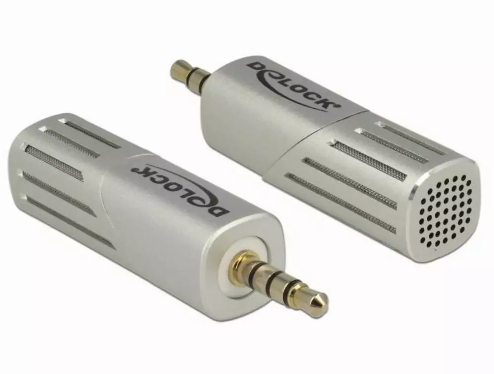 Микрофон DeLock 65893, За смартфон/таблет, 3.5 mm 4 Pin Stereo Jack 90&deg;, Сребрист