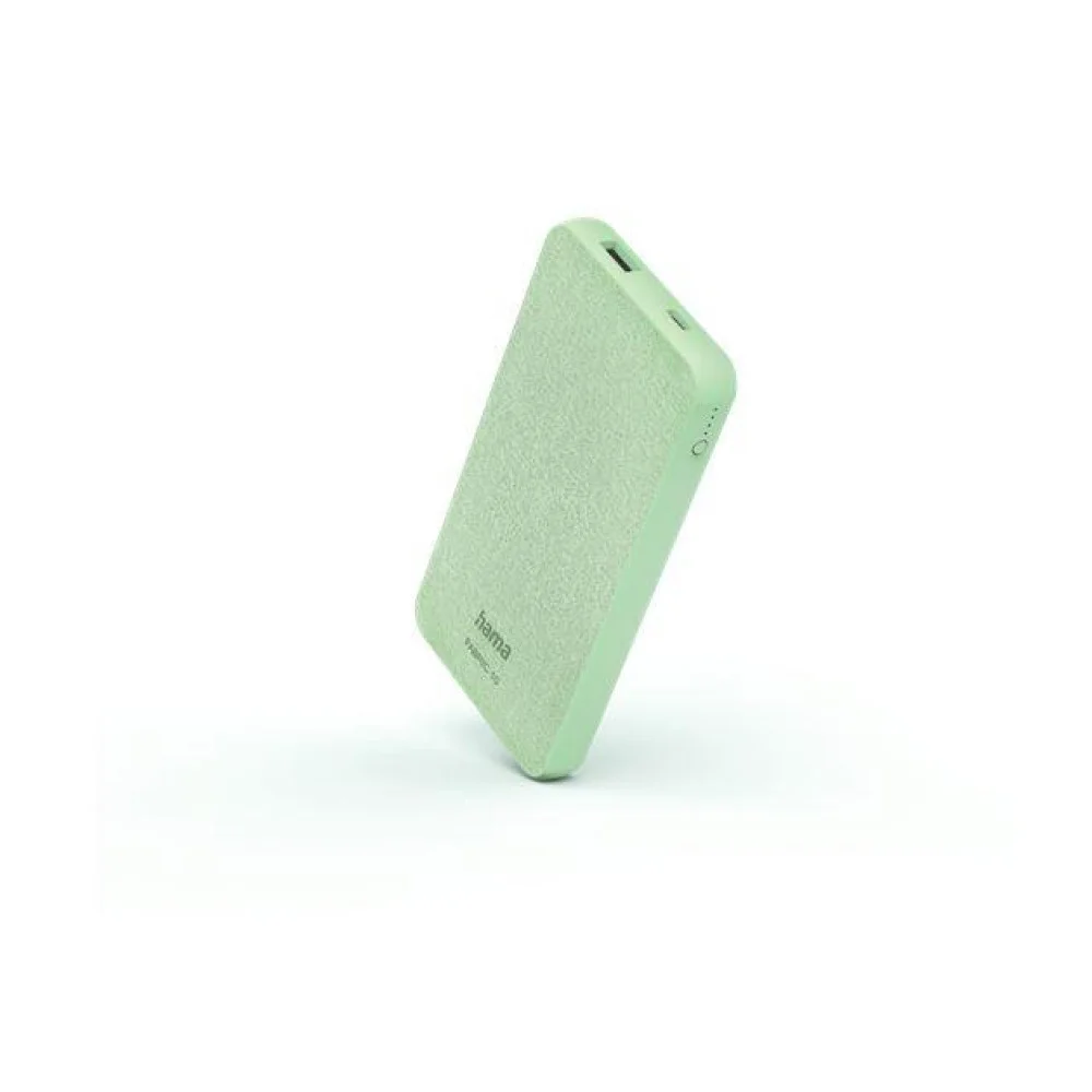 Hama "Fabric 10" Power Pack, 10000 mAh, 2 изхода: USB-C, USB-A, Зелен