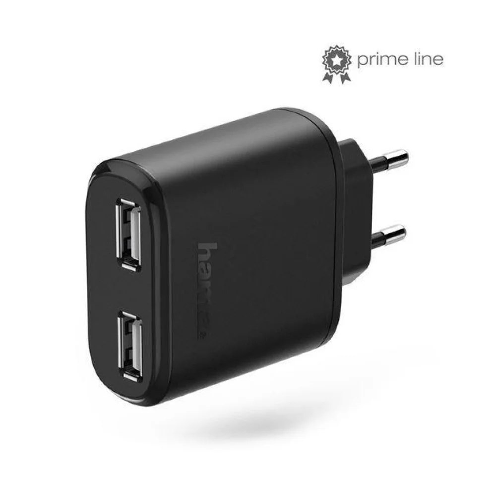 Зарядно Hama, 2x USB, 4.8 A, черно