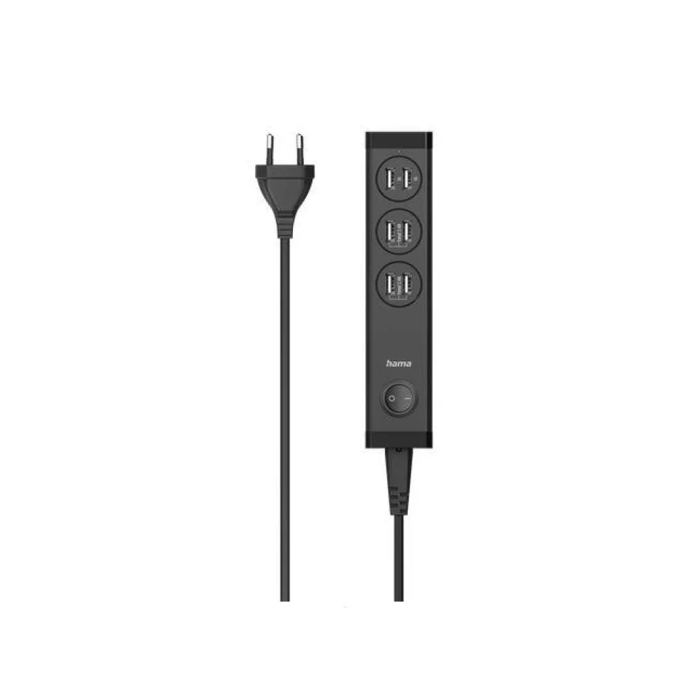 Зарядно Hama USB мулти, 6 x USB-A, 34 W, Черен